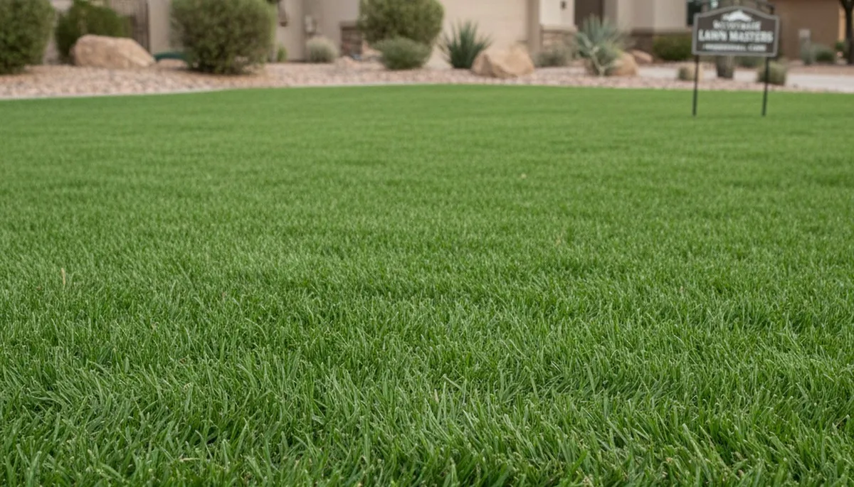 Lush green lawn showing expert landscaping and lawn care results in Scottsdale, AZ